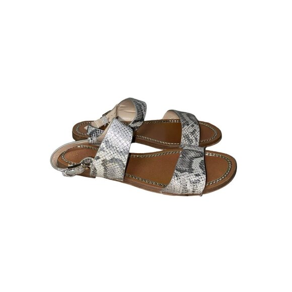 Vince Camuto Brown Leather Flat Snake Print Sandals Size 7 - Picture 4 of 10